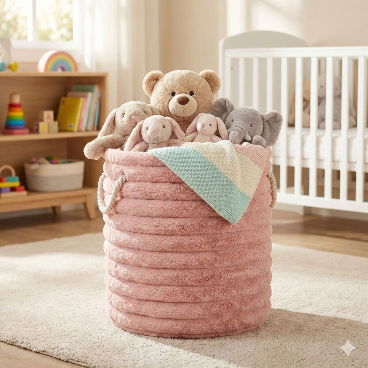 ⁦باسكت غسيل قطيفة مقاس 40 * 35 سم قابل للطي بيد⁩ - الصورة ⁦5⁩