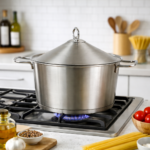 ⁦حلة استانلس ستيل تركي مقاس 24 * 12سم بغطاء ويدين لسهولة الحمل⁩ - الصورة ⁦4⁩