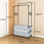 ⁦ستاند لتنظيم الملابس مع هوك جانبي لتعليق الشنط والاسكارف و 2 درج لتنظيم الاحذية⁩ - الصورة ⁦5⁩