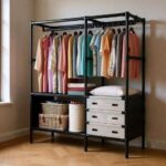 ستاند ملابس ب 2 رف و3 أدراج لتنظيم الملابس والأحذية