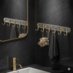 شماعة حوائط اكليريك بلزق دبل فيس ب 6 هوك جولد لتعليق الملابس والأدوات