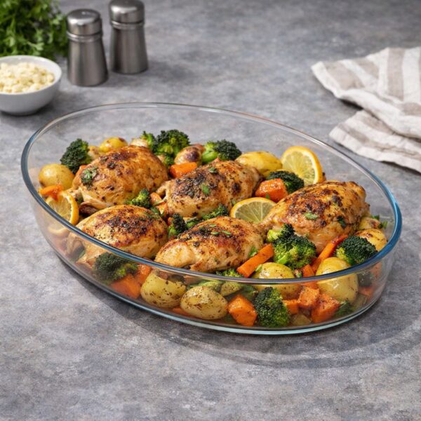 طاجن زجاج بايركس بيضاوي  - مقاس 26 سم