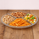 ⁦طقم تسالي مكون من قطعتين من الزجاج الشفاف لتقديم المكسرات والكاندي⁩ - الصورة ⁦4⁩