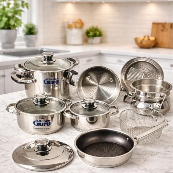 طقم حلل استانلس ستيل تركي للطهي 22 قطعة