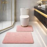 ⁦طقم دواسات قطعتين لارضيات الحمام من القطيفة باللون البينك⁩ - الصورة ⁦6⁩
