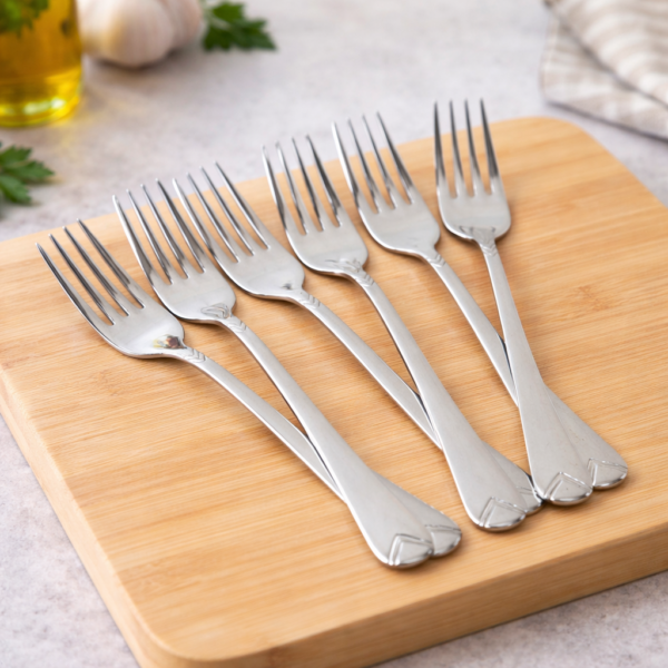 طقم شوك استانلس ستيل تركي 12 قطعة باللون الفضي