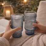 ⁦طقم كوبايات زجاج مزخرف باشكال مختلفة باللون الرمادي 6 قطع⁩ - الصورة ⁦6⁩