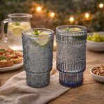 ⁦طقم كوبايات زجاج مزخرف باشكال مختلفة باللون الرمادي 6 قطع⁩ - الصورة ⁦3⁩