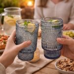 ⁦طقم كوبايات زجاج مزخرف باشكال مختلفة باللون الرمادي 6 قطع⁩ - الصورة ⁦4⁩