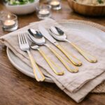 ⁦طقم معالق وشوك وسكاكين استانلس ستيل تركي 24 قطعة بمقبض بحواف جولد أنيقة⁩ - الصورة ⁦5⁩