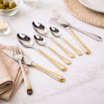 ⁦طقم معالق وشوك وسكاكين استانلس ستيل تركي 24 قطعة بمقبض بحواف جولد أنيقة⁩ - الصورة ⁦4⁩