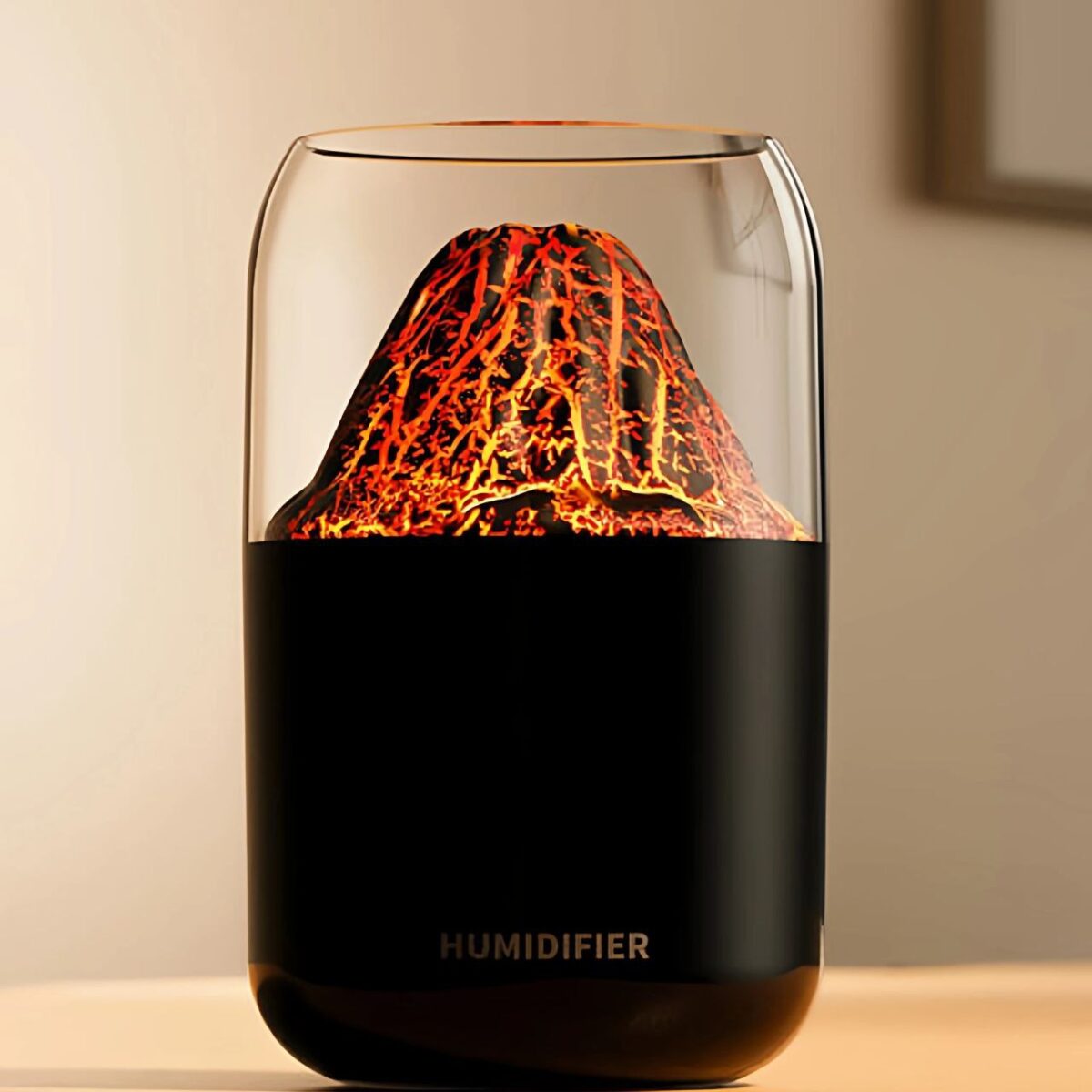 ⁦فواحة مضيئة بتصميم بركان بوضعين رذاذ لتعطير المنزل والسيارة بسعة خزان 300 ملي⁩ - الصورة ⁦2⁩