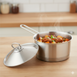 ⁦كسرولة استانلس ستيل تركي بغطاء ويد لسهولة الحمل مقاس 20 سم 2.50 لتر⁩ - الصورة ⁦4⁩