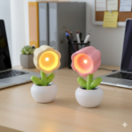 ⁦كشاف ووناسة ميني شكل وردة برأس متحركة للمكتب يعمل بالبطارية⁩ - الصورة ⁦4⁩