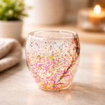 كوباية زجاج دابل مزينة بجليتر متحرك من الداخل