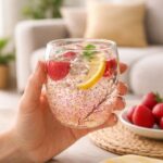 ⁦كوباية زجاج دابل مزينة بجليتر متحرك من الداخل⁩ - الصورة ⁦2⁩