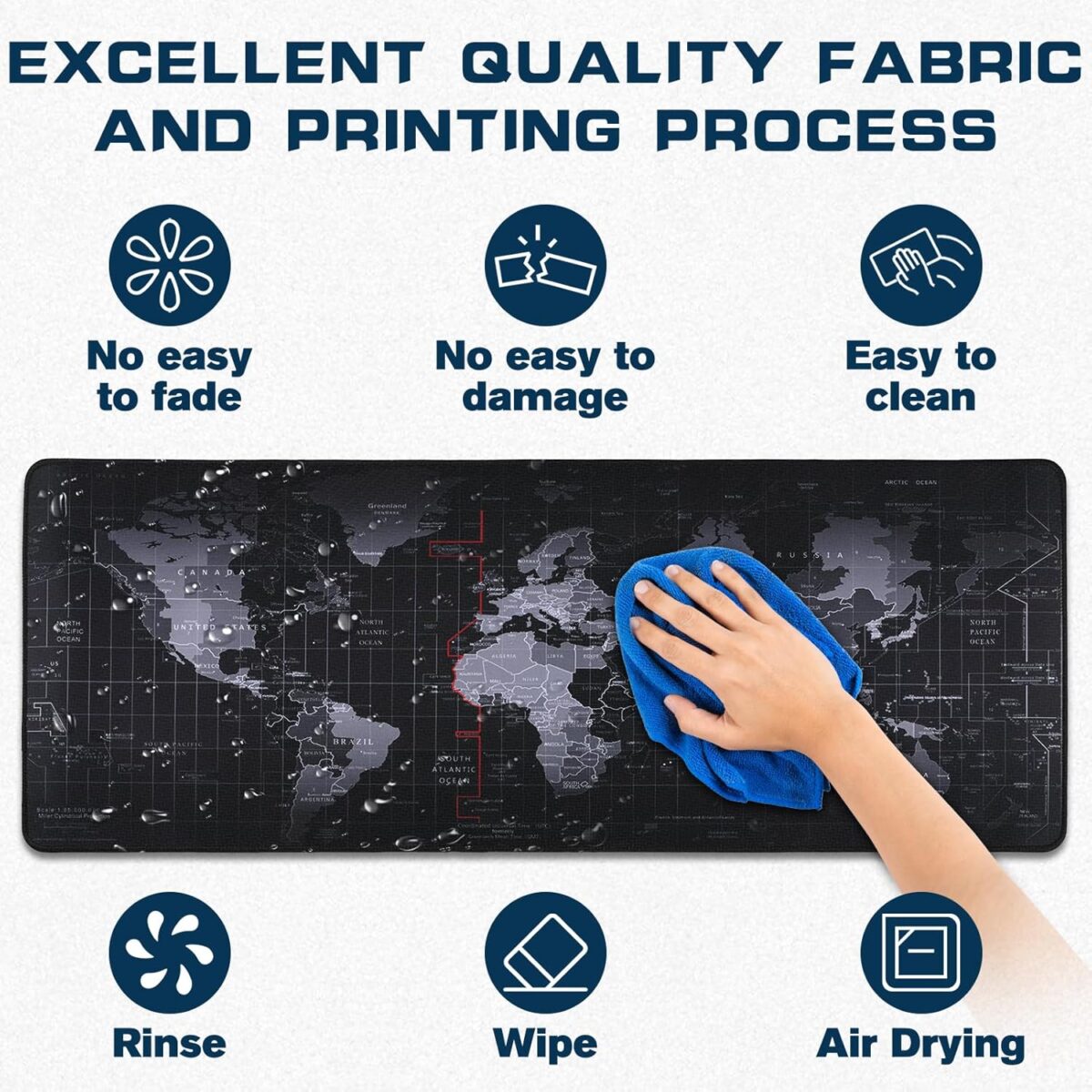 ⁦ماوس باد بتصميم خريطة العالم للكمبيوتر واللابتوب بقاعدة مانعة للانزلاق⁩ - الصورة ⁦6⁩