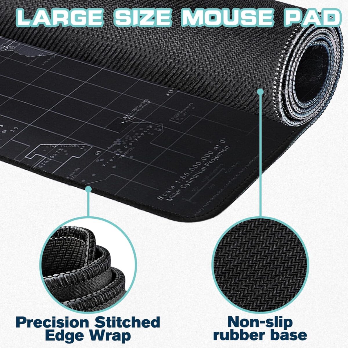 ⁦ماوس باد بتصميم خريطة العالم للكمبيوتر واللابتوب بقاعدة مانعة للانزلاق⁩ - الصورة ⁦7⁩