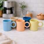 ⁦مج بورسلين بتصميم مضلع ويد دائرية لتناول النسكافيه 300 ملي⁩ - الصورة ⁦4⁩