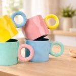 ⁦مج بورسلين بتصميم مموج ويد دائرية مناسب لشرب النسكافية والاتيه 350 ملي⁩ - الصورة ⁦2⁩