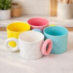 ⁦مج بورسلين بتصميم مموج ويد دائرية مناسب لشرب النسكافية والاتيه 350 ملي⁩ - الصورة ⁦3⁩