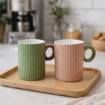 ⁦مج بورسلين بيد دائرية وتصميم مضلع أنيق لتناول المشروبات الساخنة واللاتيه300 ملي⁩ - الصورة ⁦3⁩