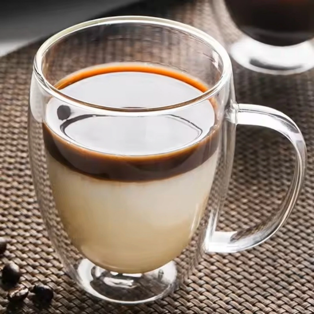 ⁦مج زجاج شفاف دبل للشاي واللبن والنسكافيه 350 ملي⁩ - الصورة ⁦3⁩