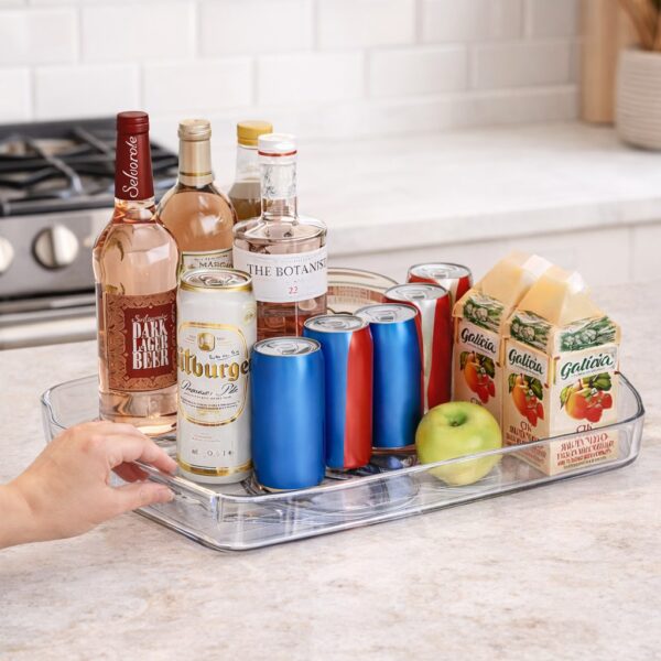 منظم اكليريك دوار  360 بقاعدة ثابتة لتنظيم ادوات المطبخ والتلاجة