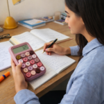 ⁦الة حاسبة بشاشة ديجيتال وازرار كبيرة للمكتب بتصميم ملون جذاب⁩ - الصورة ⁦4⁩