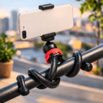 ⁦ترايبود بحامل ثلاثي مرن بتصميم اخطبوطي برأس كروية تدور 360 درجة مع مايك وإضاءة للتصوير⁩ - الصورة ⁦2⁩