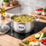 ⁦حلة  استانلس ستيل تركي  بغطاء زجاجي ويدين لسهولة الحمل مقاس 24سم⁩ - الصورة ⁦4⁩