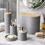 ⁦طقم حمام مودرن 6 قطع متكامل لتنظيم وترتيب الحمام⁩ - الصورة ⁦4⁩