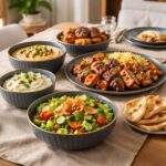 ⁦طقم عشاء بورسلين 16 قطعة بحواف جولد وتصميم مضلع⁩ - الصورة ⁦3⁩