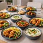 ⁦طقم عشاء بورسلين 16 قطعة بحواف جولد وتصميم مضلع⁩ - الصورة ⁦5⁩