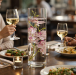 ⁦فازة زجاج شفاف بتصميم اسطواني الشكل مقاس 30 * 13 سم⁩ - الصورة ⁦5⁩