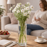 فازة زجاج شفاف بتصميم اسطواني الشكل مقاس 30 * 13 سم