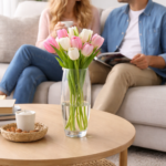 ⁦فازة زجاج شفاف بتصميم بيضاوي الشكل مقاس 26 * 8 سم⁩ - الصورة ⁦2⁩