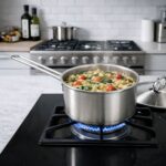 ⁦كسرولة استانلس ستيل تركي بغطاء ويد لسهولة الحمل مقاس 22سم⁩ - الصورة ⁦2⁩