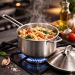 ⁦كسرولة استانلس ستيل تركي بغطاء ويد لسهولة الحمل مقاس 22سم⁩ - الصورة ⁦4⁩