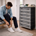 ⁦جزامة  6 أرفف 7 شيلف بقوائم معدن مع غطاء عازل للأتربة⁩ - الصورة ⁦2⁩