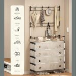 ⁦جزامة بـ 4 أرفف لتنظيم الاحذاية مع 8 هوكات لتعليق الشنط والكابات⁩ - الصورة ⁦2⁩