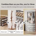 ⁦جزامة بـ 4 أرفف لتنظيم الاحذاية مع 8 هوكات لتعليق الشنط والكابات⁩ - الصورة ⁦3⁩