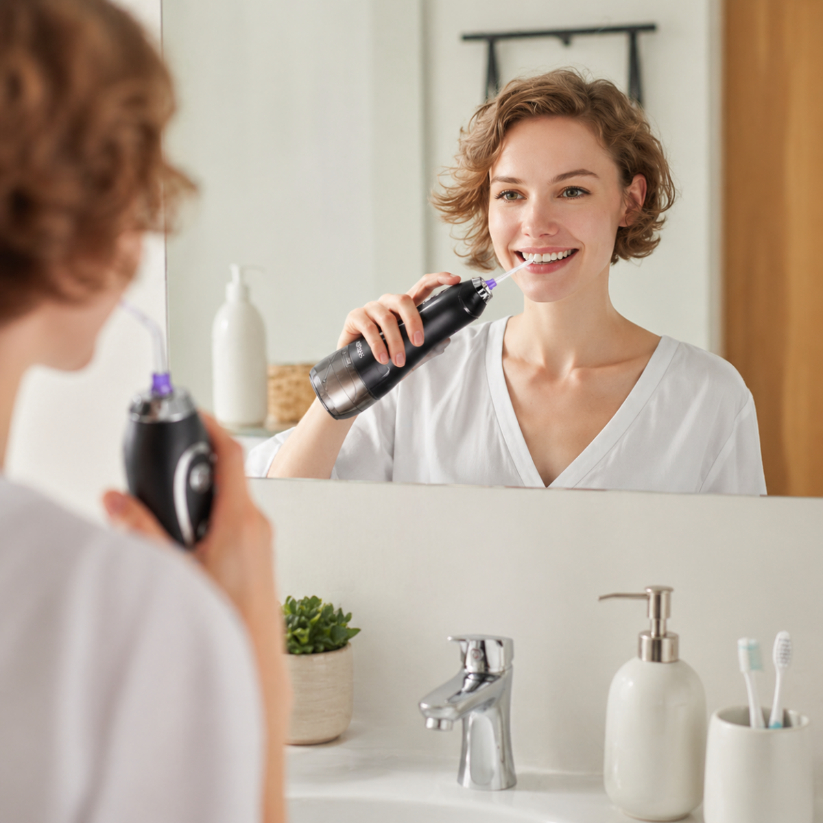 ⁦جهاز تنظيف الأسنان المائي لاسلكي ب 5 مستويات ضغط بسعة 240 ملي⁩ - الصورة ⁦3⁩