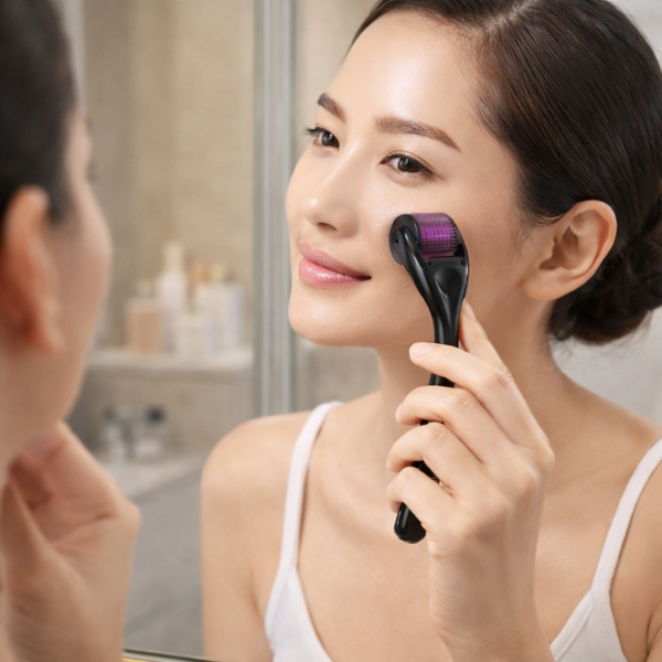 ديرما رولر بإبر دقيقة .50 مم لتحفيز الكولاجين وتجديد البشرة وعلاج آثار الندبات