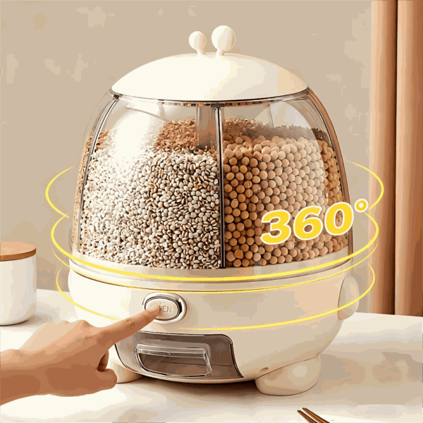 ديسبنسر بقوليات دوار مقسم الي 5 خانات لتخزين الارز و الفاصوليا والحبوب الصغيرة