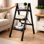 ⁦سلم قابل للطي 3 درجات يتحمل 150 كجم 80 سم⁩ - الصورة ⁦2⁩