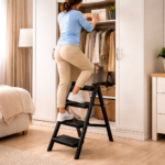 ⁦سلم قابل للطي 3 درجات يتحمل 150 كجم 80 سم⁩ - الصورة ⁦4⁩