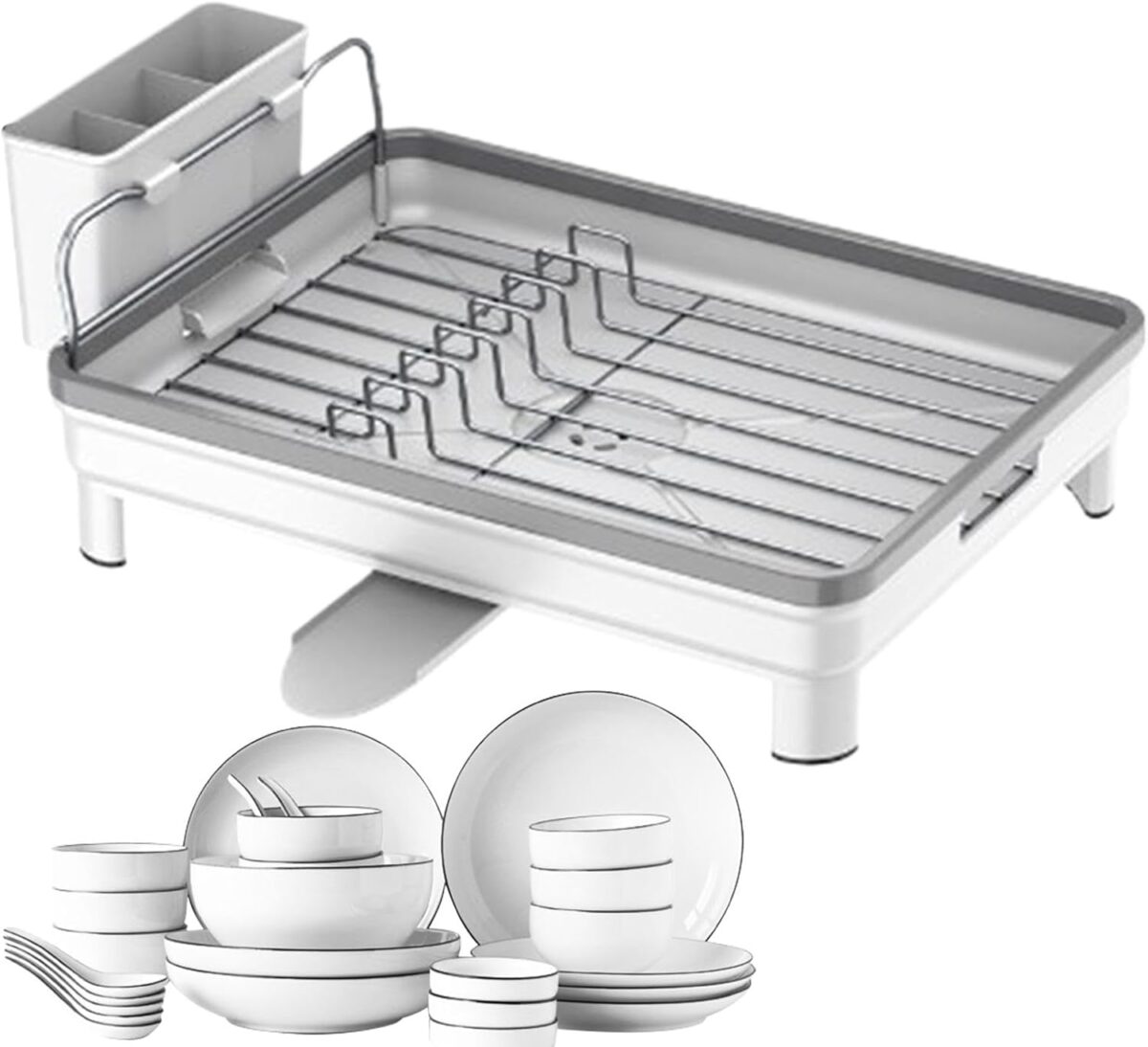 ⁦صفاية مواعين لحمل وتجفيف الأطباق والأكواب مزودة بحامل للشوك والمعالق وفتحة لتصريف المياه⁩ - الصورة ⁦6⁩