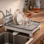 ⁦صفاية مواعين لحمل وتجفيف الأطباق والأكواب مزودة بحامل للشوك والمعالق وفتحة لتصريف المياه⁩ - الصورة ⁦3⁩