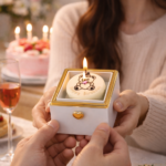 ⁦صندوق سحري دوار على شكل كعكة عيد ميلاد لتقديم الخاتم أو السلسلة كهدية مفاجئة⁩ - الصورة ⁦3⁩